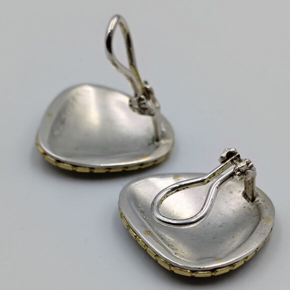 Vintage Jane Bohan Sterling Silver 925 18K Gold Clip On Modernist Earrings Rare - Picture 6 of 13